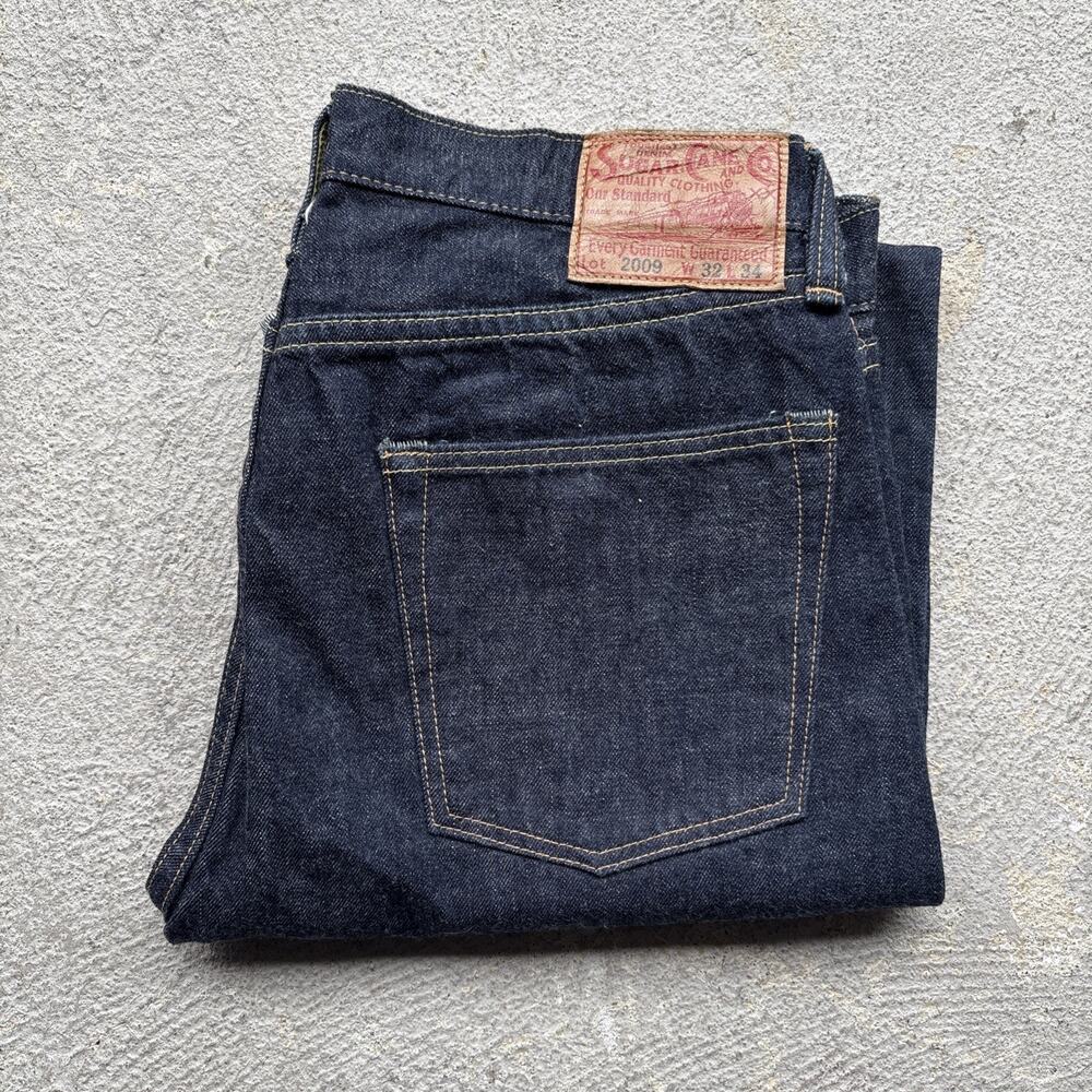 Sugar Cane 2009 Straight Men's 32x34 Slim Straight Selvedge Denim Jeans 12oz